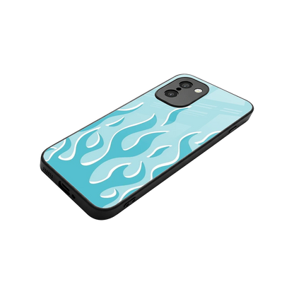 Y2K Retro Blue Flames stylish phone case for oneplus 15r | glossy glass and slim fit