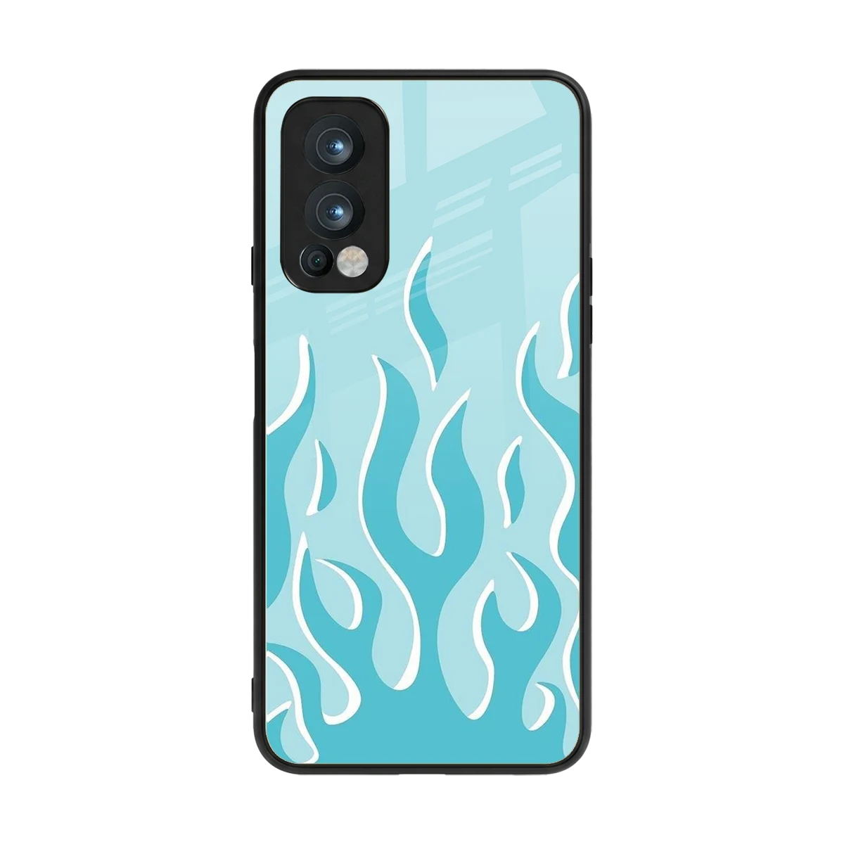 Y2K Retro Blue Flames back phone cover | glass case for oneplus nord 2