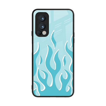 Y2K Retro Blue Flames back phone cover | glass case for oneplus nord 2
