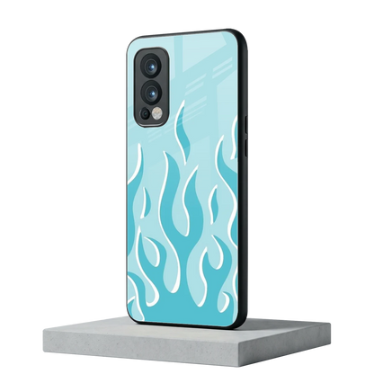 Y2K Retro Blue Flames oneplus nord 2 mobile cover | shockproof glass phone case