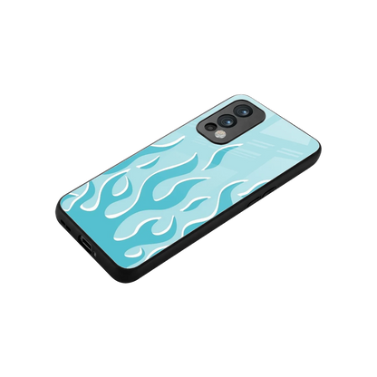 Y2K Retro Blue Flames stylish phone case for oneplus nord 2 | glossy glass and slim fit