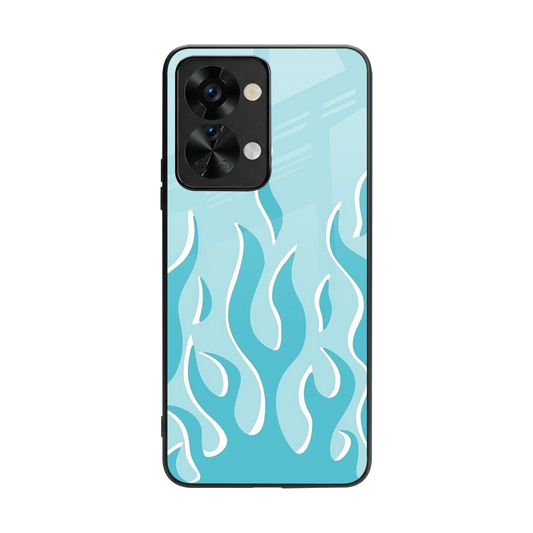 Y2K Retro Blue Flames back phone cover | glass case for oneplus nord 2t