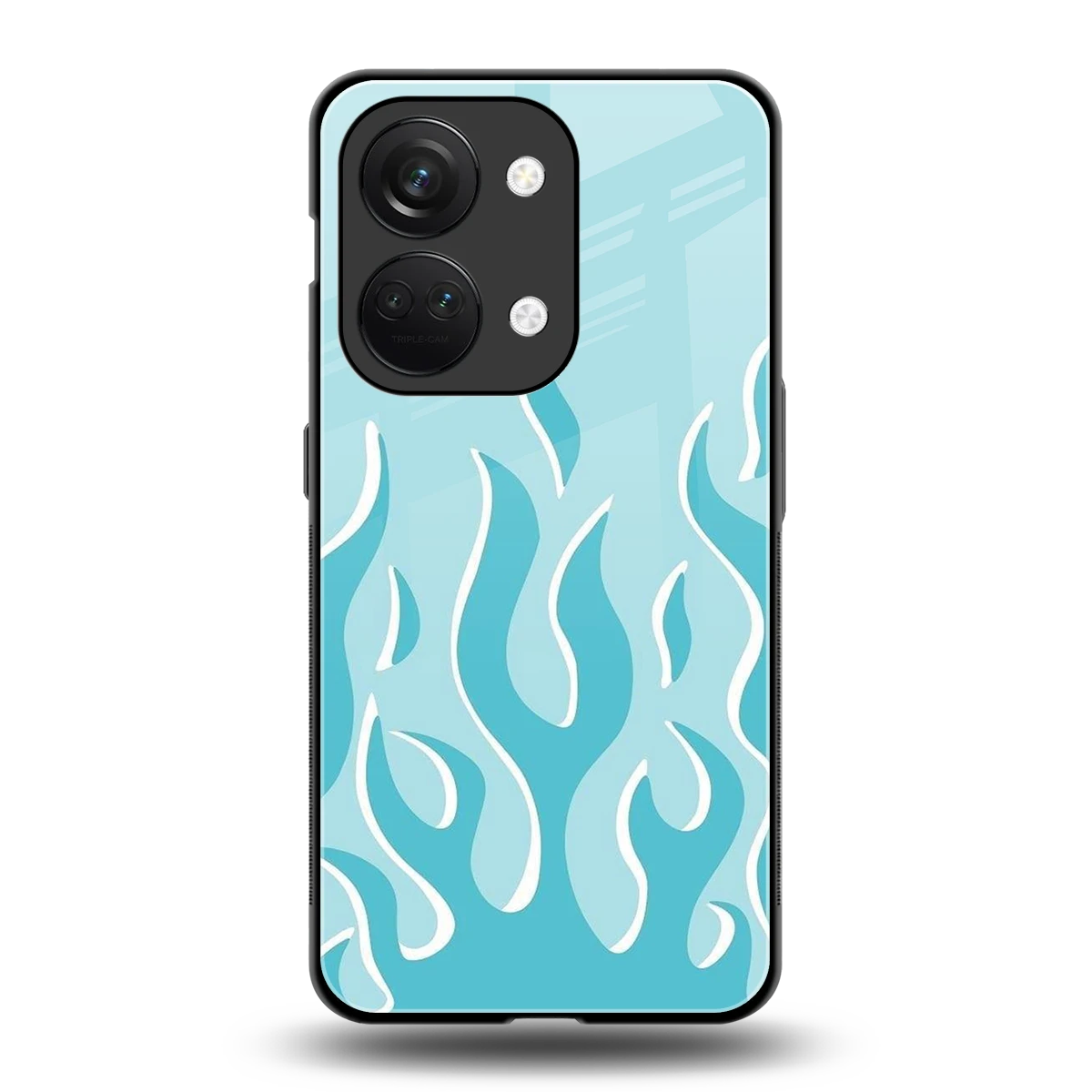 Y2K Retro Blue Flames back phone cover | glass case for oneplus nord 3