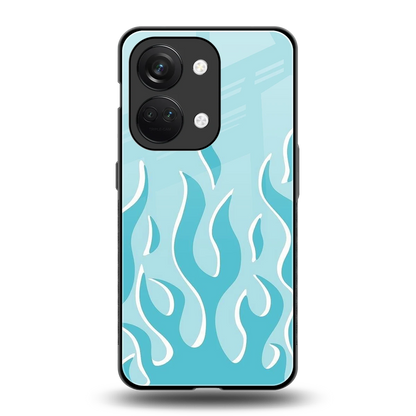 Y2K Retro Blue Flames back phone cover | glass case for oneplus nord 3