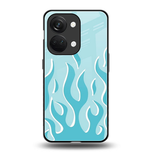 Y2K Retro Blue Flames back phone cover | glass case for oneplus nord 3