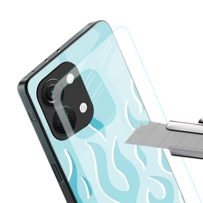 Y2K Retro Blue Flames stylish phone case for oneplus nord 3 | glossy glass and slim fit