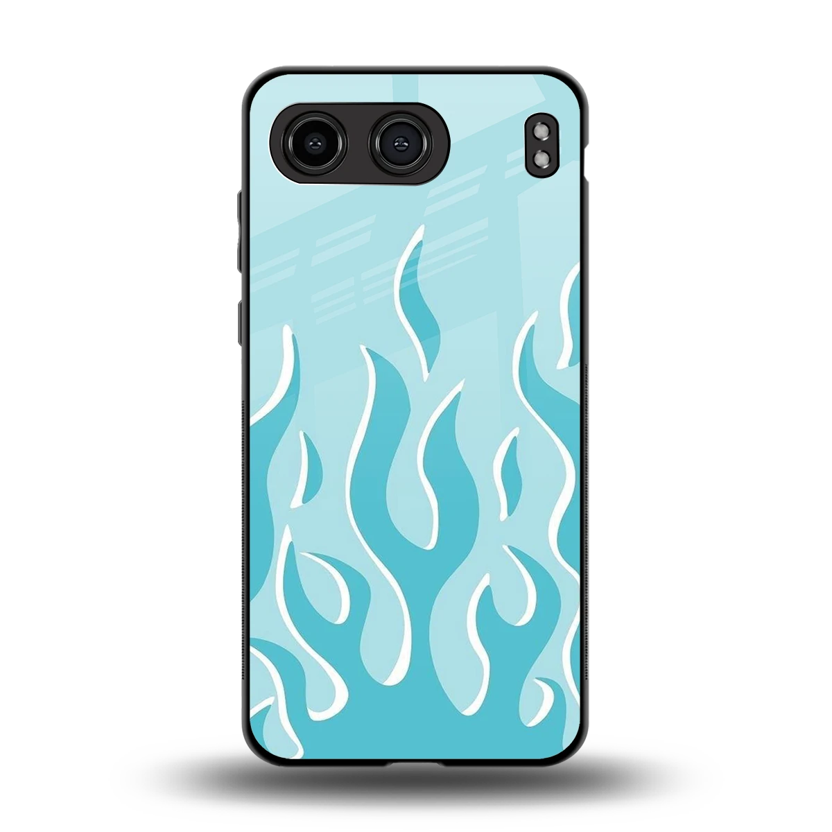 Y2K Retro Blue Flames back phone cover | glass case for oneplus nord 4
