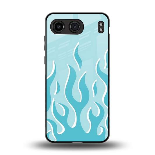 Y2K Retro Blue Flames back phone cover | glass case for oneplus nord 4