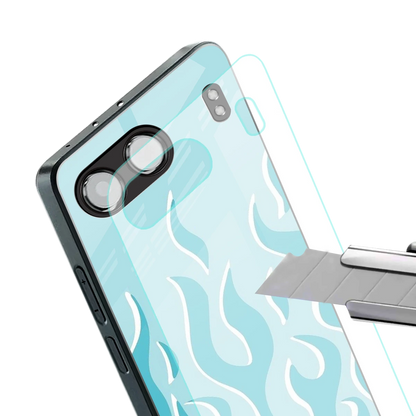 Y2K Retro Blue Flames stylish phone case for oneplus nord 4 | glossy glass and slim fit