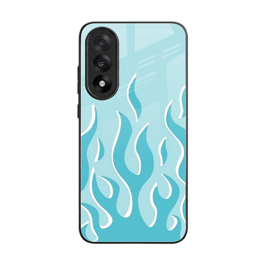 Y2K Retro Blue Flames back phone cover | glass case for oneplus nord 5
