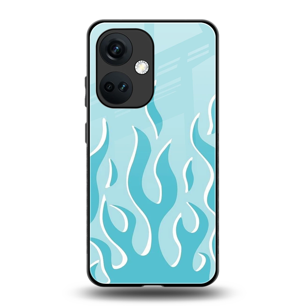 Y2K Retro Blue Flames back phone cover | glass case for oneplus nord ce 3