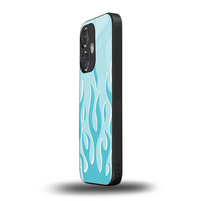 Y2K Retro Blue Flames oneplus nord ce 3 mobile cover | shockproof glass phone case