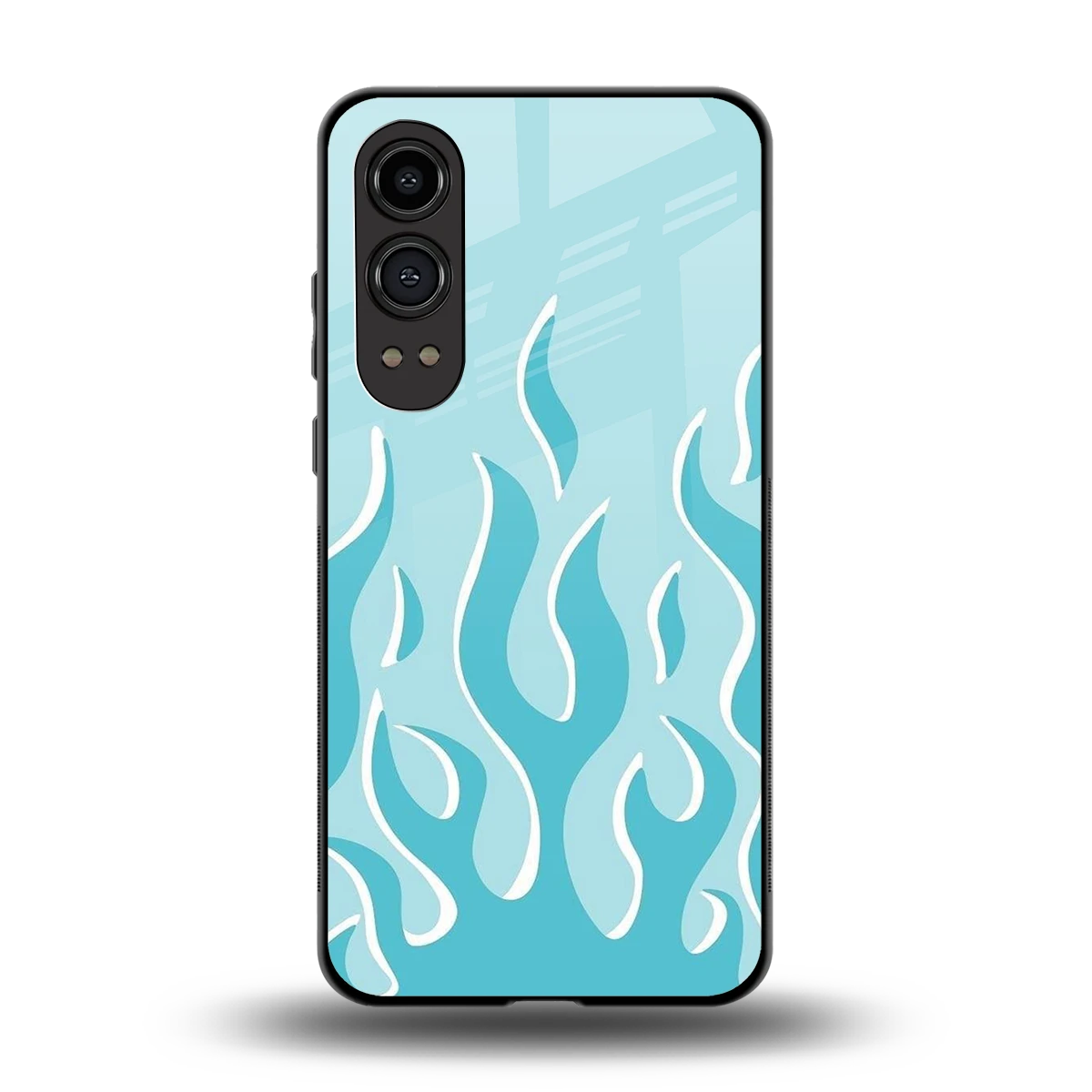 Y2K Retro Blue Flames back phone cover | glass case for oneplus nord ce 4 lite
