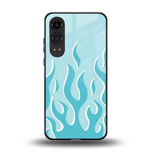 Y2K Retro Blue Flames back phone cover | glass case for oneplus nord ce 4 lite