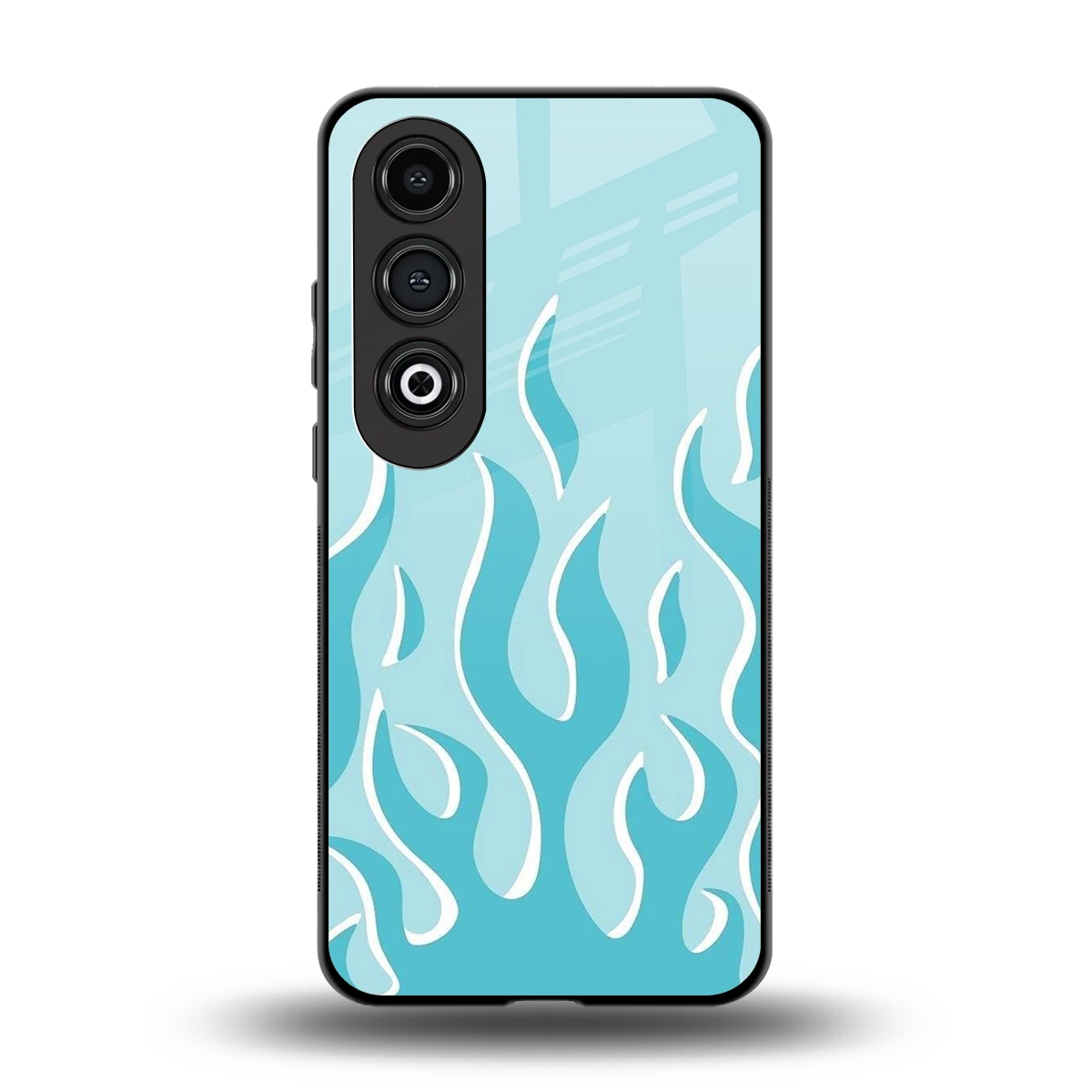 Y2K Retro Blue Flames back phone cover | glass case for oneplus nord ce 4