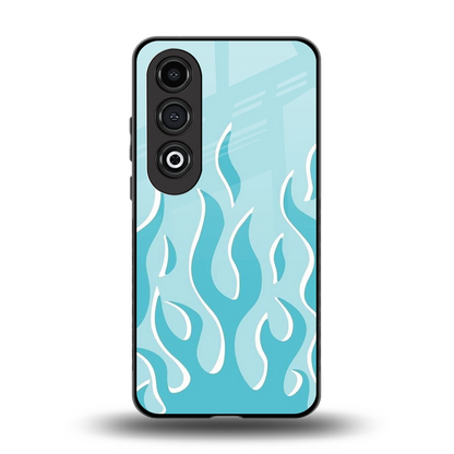 Y2K Retro Blue Flames back phone cover | glass case for oneplus nord ce 4