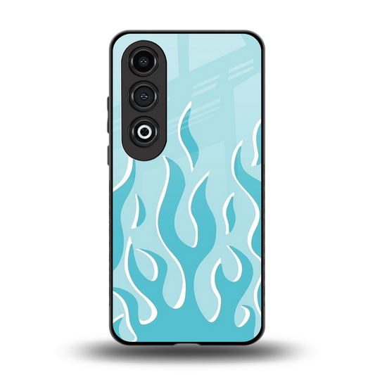 Y2K Retro Blue Flames back phone cover | glass case for oneplus nord ce 4