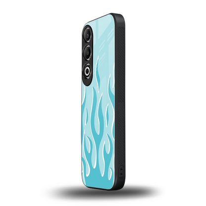 Y2K Retro Blue Flames oneplus nord ce 4 mobile cover | shockproof glass phone case