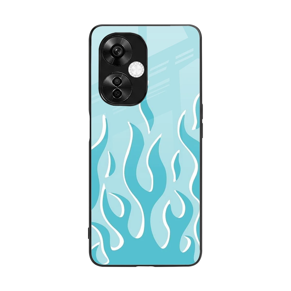 Y2K Retro Blue Flames back phone cover | glass case for oneplus nord ce 3 lite