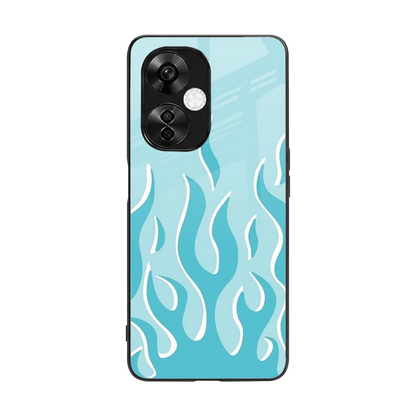 Y2K Retro Blue Flames back phone cover | glass case for oneplus nord ce 3 lite