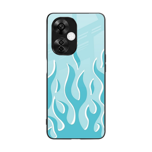 Y2K Retro Blue Flames back phone cover | glass case for oneplus nord ce 3 lite