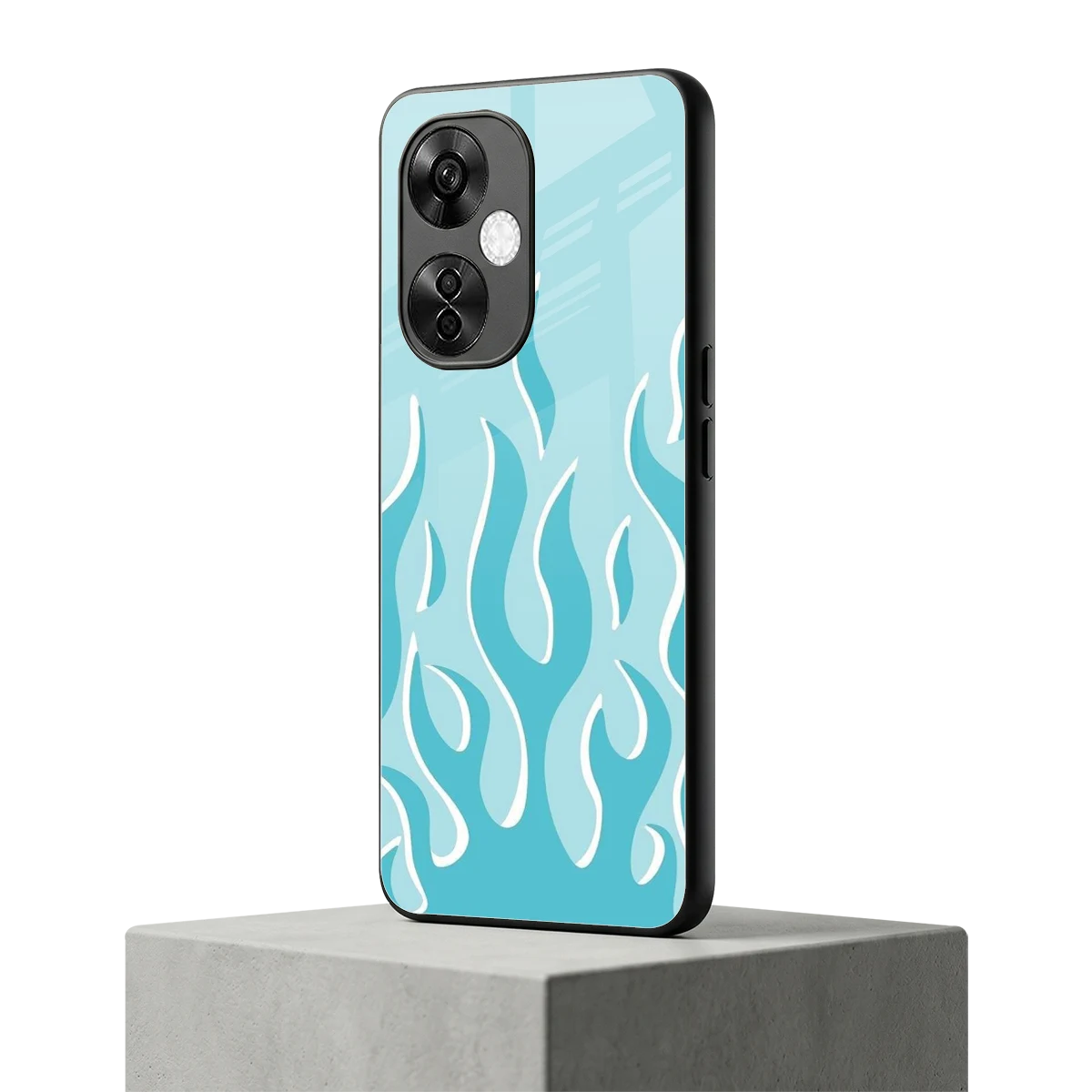 Y2K Retro Blue Flames oneplus nord ce 3 lite mobile cover | shockproof glass phone case