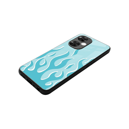 Y2K Retro Blue Flames stylish phone case for oneplus nord ce 3 lite | glossy glass and slim fit