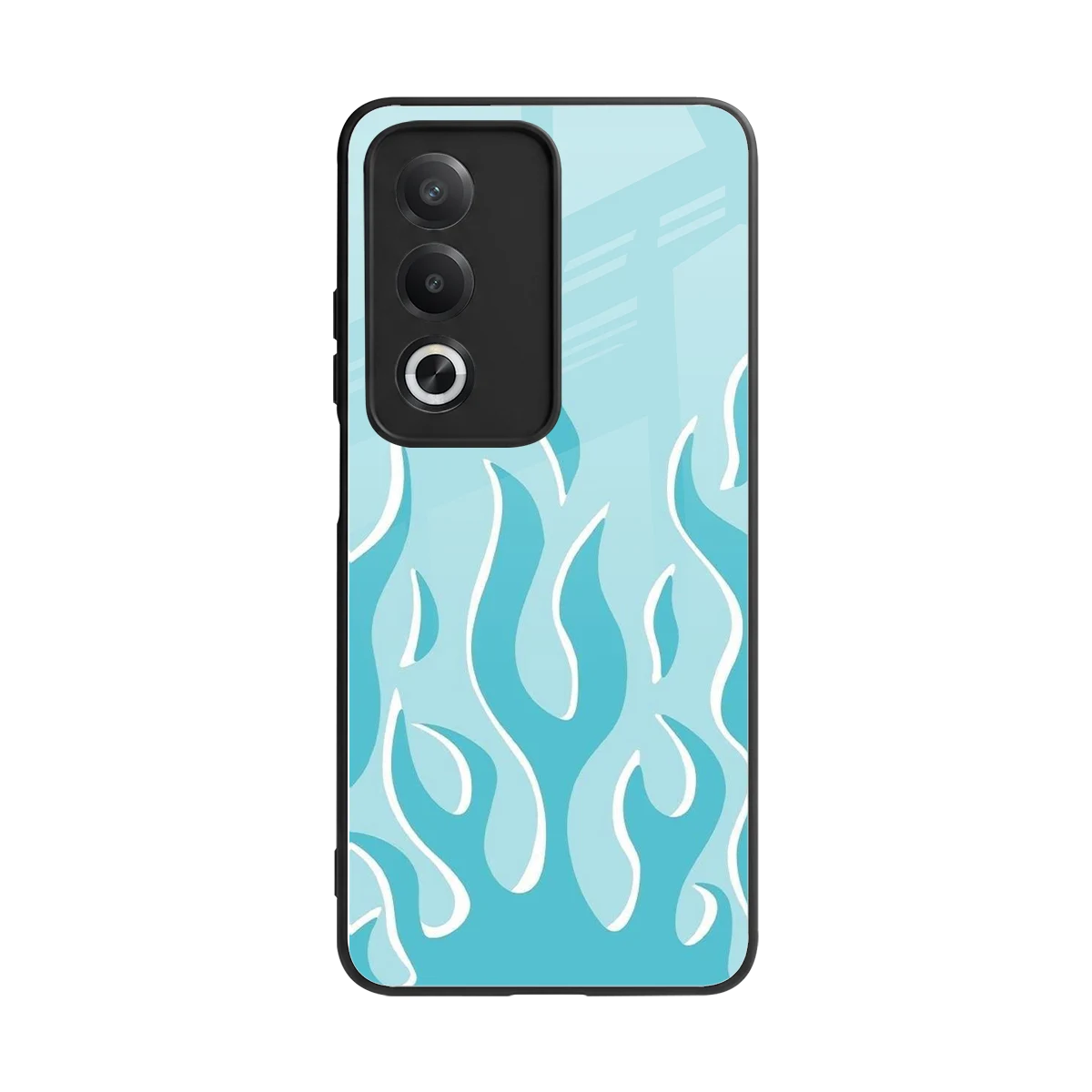 Y2K Retro Blue Flames back phone cover | glass case for oppo a3 pro
