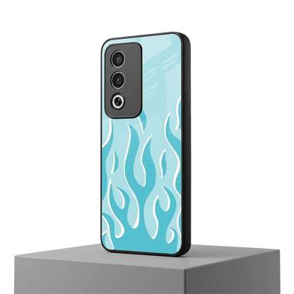 Y2K Retro Blue Flames oppo a3 pro mobile cover | shockproof glass phone case