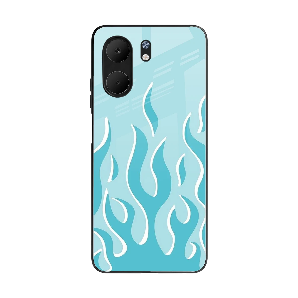 Y2K Retro Blue Flames back phone cover | glass case for oppo a5x 5g