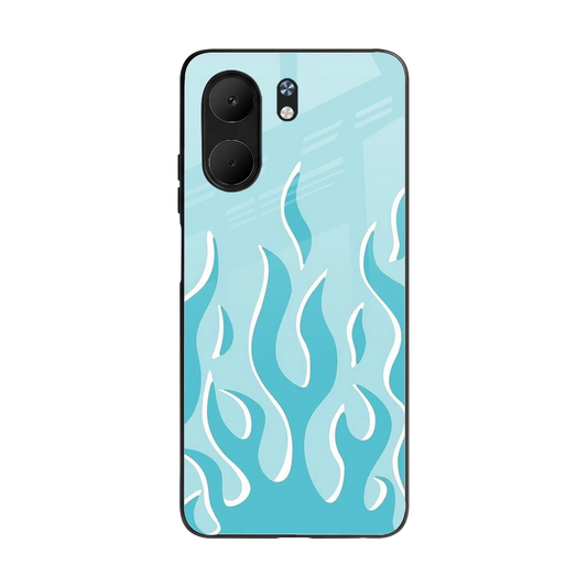 Y2K Retro Blue Flames back phone cover | glass case for oppo a5x 5g