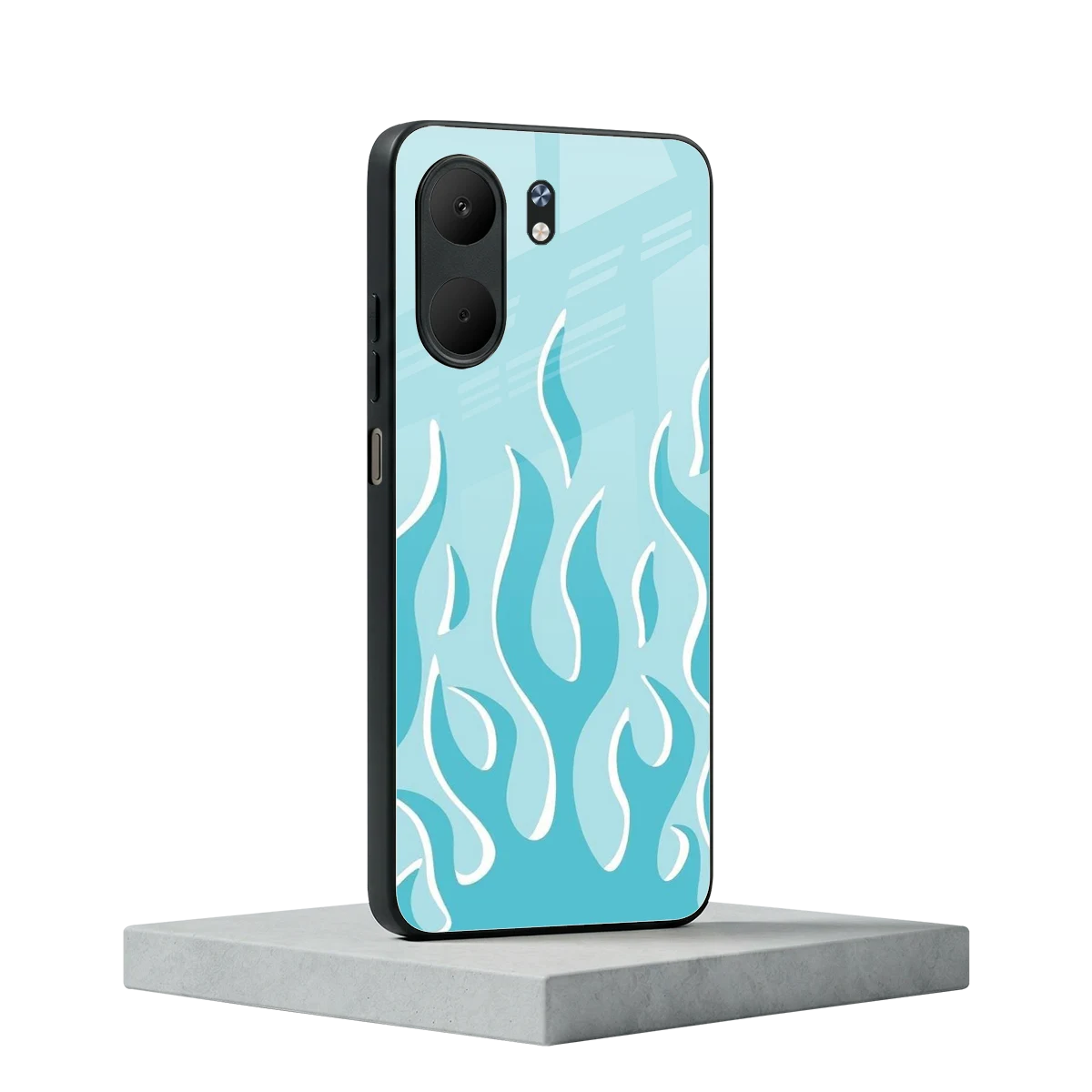Y2K Retro Blue Flames oppo a5x 5g mobile cover | shockproof glass phone case