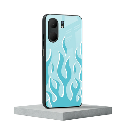 Y2K Retro Blue Flames oppo a5x 5g mobile cover | shockproof glass phone case