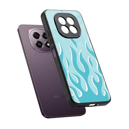 Y2K Retro Blue Flames sleek oppo f29 5g cover with tempered glass back and TPU edges