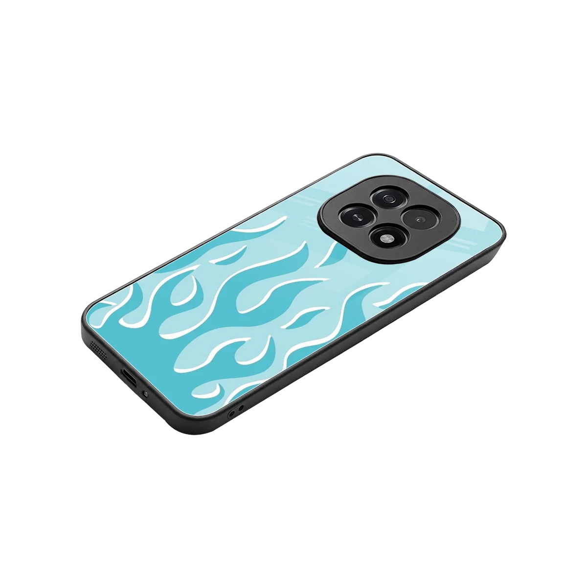 Y2K Retro Blue Flames stylish phone case for oppo f29 5g | glossy glass and slim fit
