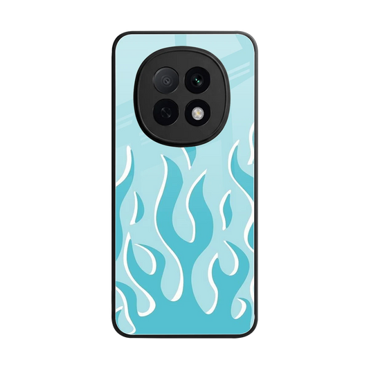 Y2K Retro Blue Flames back phone cover | glass case for oppo f29 pro 5g