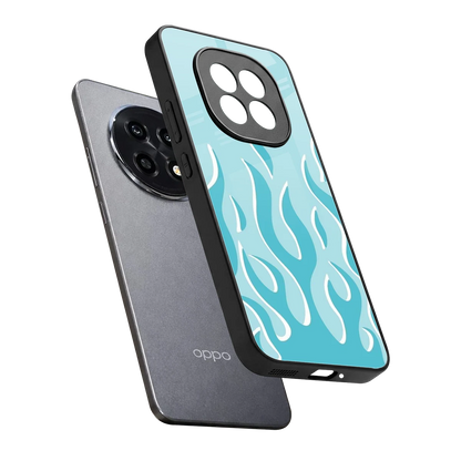 Y2K Retro Blue Flames sleek oppo f29 pro 5g cover with tempered glass back and TPU edges