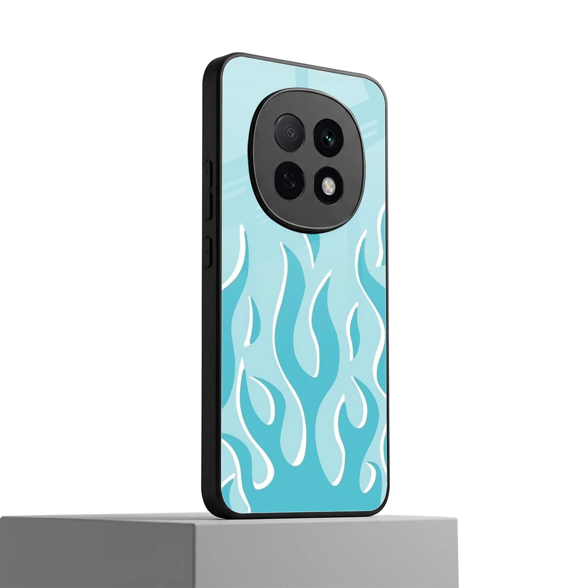 Y2K Retro Blue Flames oppo f29 pro 5g mobile cover | shockproof glass phone case