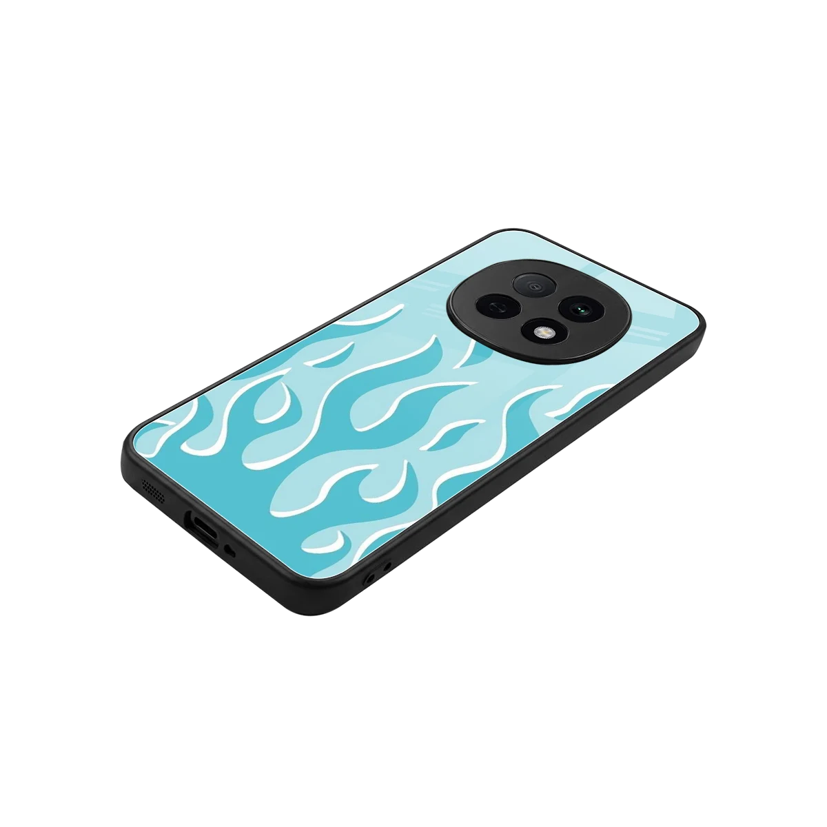 Y2K Retro Blue Flames stylish phone case for oppo f29 pro 5g | glossy glass and slim fit