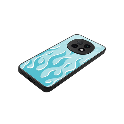 Y2K Retro Blue Flames stylish phone case for oppo f29 pro 5g | glossy glass and slim fit