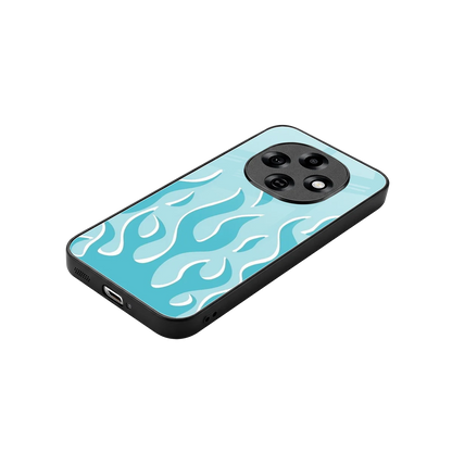 Y2K Retro Blue Flames stylish phone case for oppo f31 pro 5g | glossy glass and slim fit