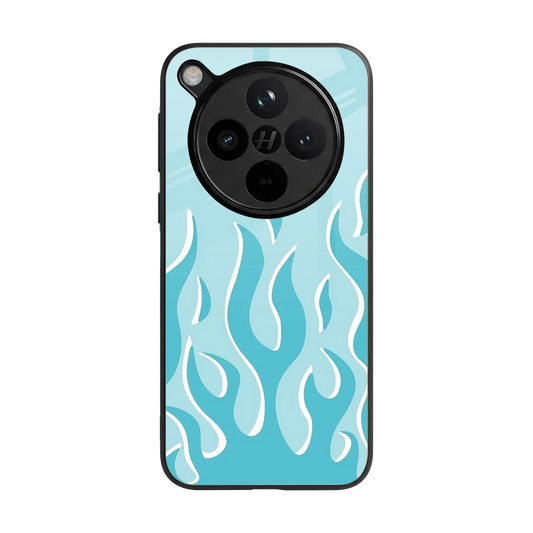 Y2K Retro Blue Flames back phone cover | glass case for oppo find x8