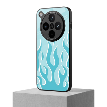 Y2K Retro Blue Flames oppo find x8 mobile cover | shockproof glass phone case