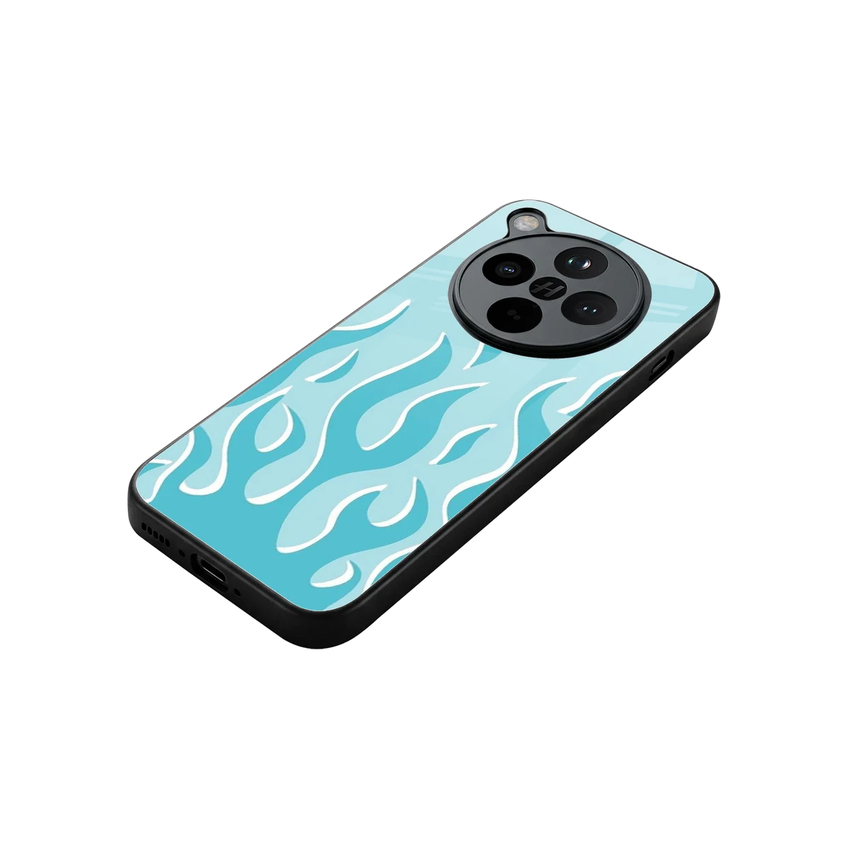 Y2K Retro Blue Flames stylish phone case for oppo find x8 | glossy glass and slim fit