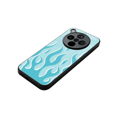Y2K Retro Blue Flames stylish phone case for oppo find x8 | glossy glass and slim fit