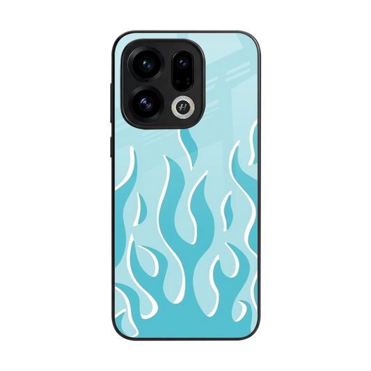 Y2K Retro Blue Flames back phone cover | glass case for oppo find x9