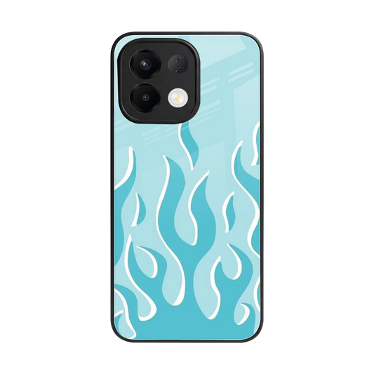 Y2K Retro Blue Flames back phone cover | glass case for oppo k13 5g