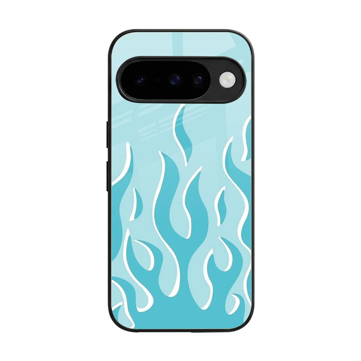 Y2K Retro Blue Flames back phone cover | glass case for google pixel 10