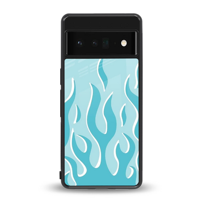 Y2K Retro Blue Flames back phone cover | glass case for google pixel 6 pro