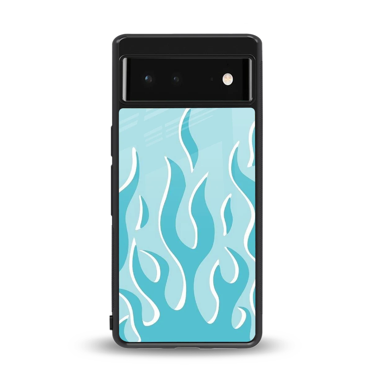 Y2K Retro Blue Flames back phone cover | glass case for google pixel 6a
